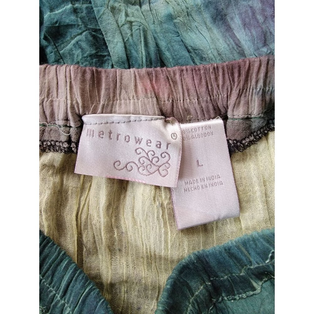 METROWEAR Women's Multicolored Tie Dyed Broomstick Maxi Skirt Lace Accents Large - Picture 2 of 7